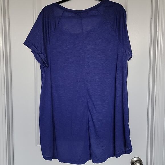 French Laundry Blue High Low Embellished Jeweled Tee, 2X - Picture 2 of 6